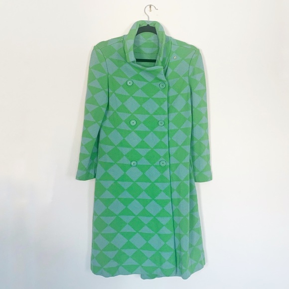 Vintage Geometric Abstract Double Breasted Sweater Coat - Picture 1 of 15